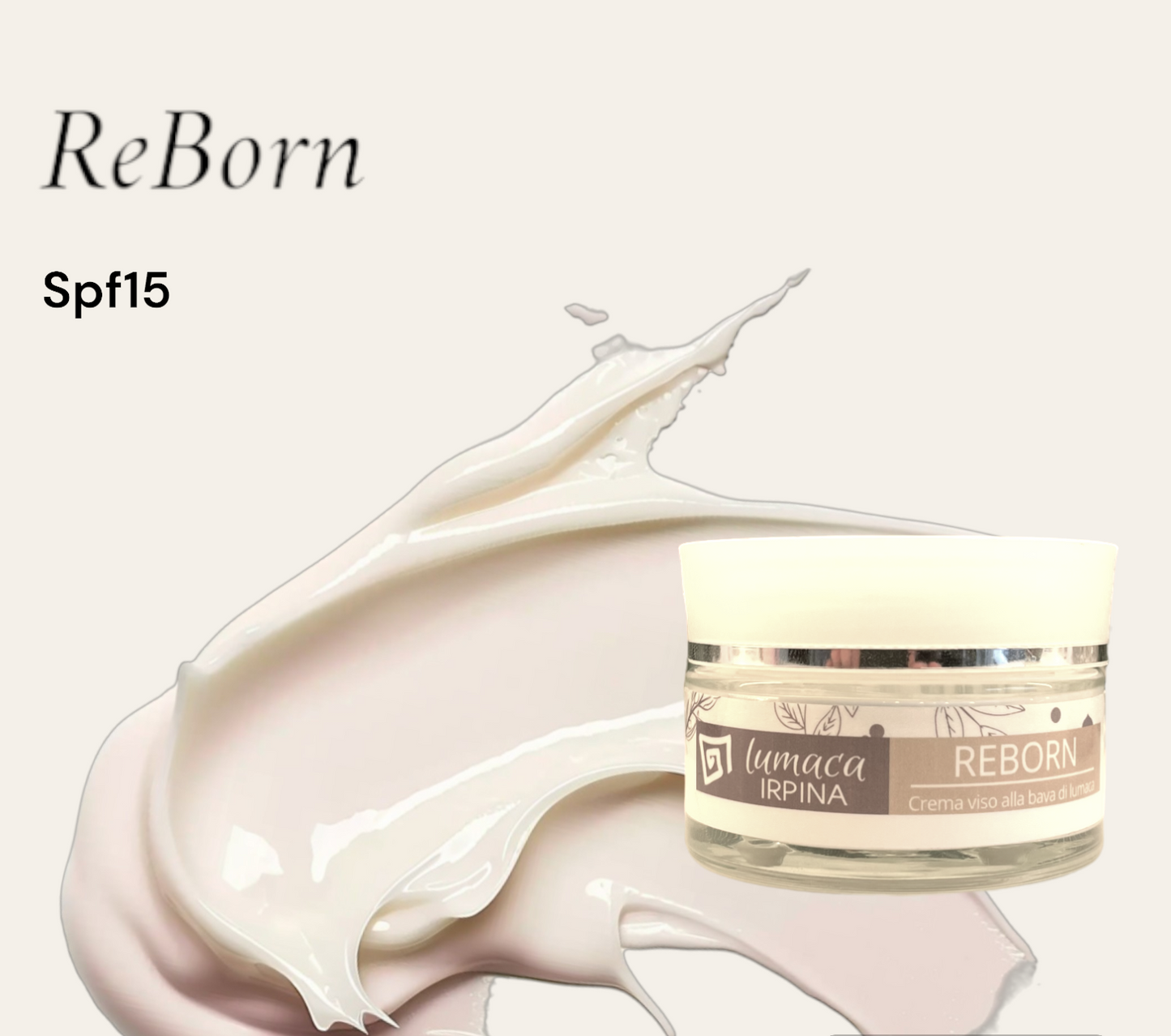 Crema Viso Anti-età alla bava di lumaca ReBorn Spf15  50ml Ideale per una Pelle Molto Secca