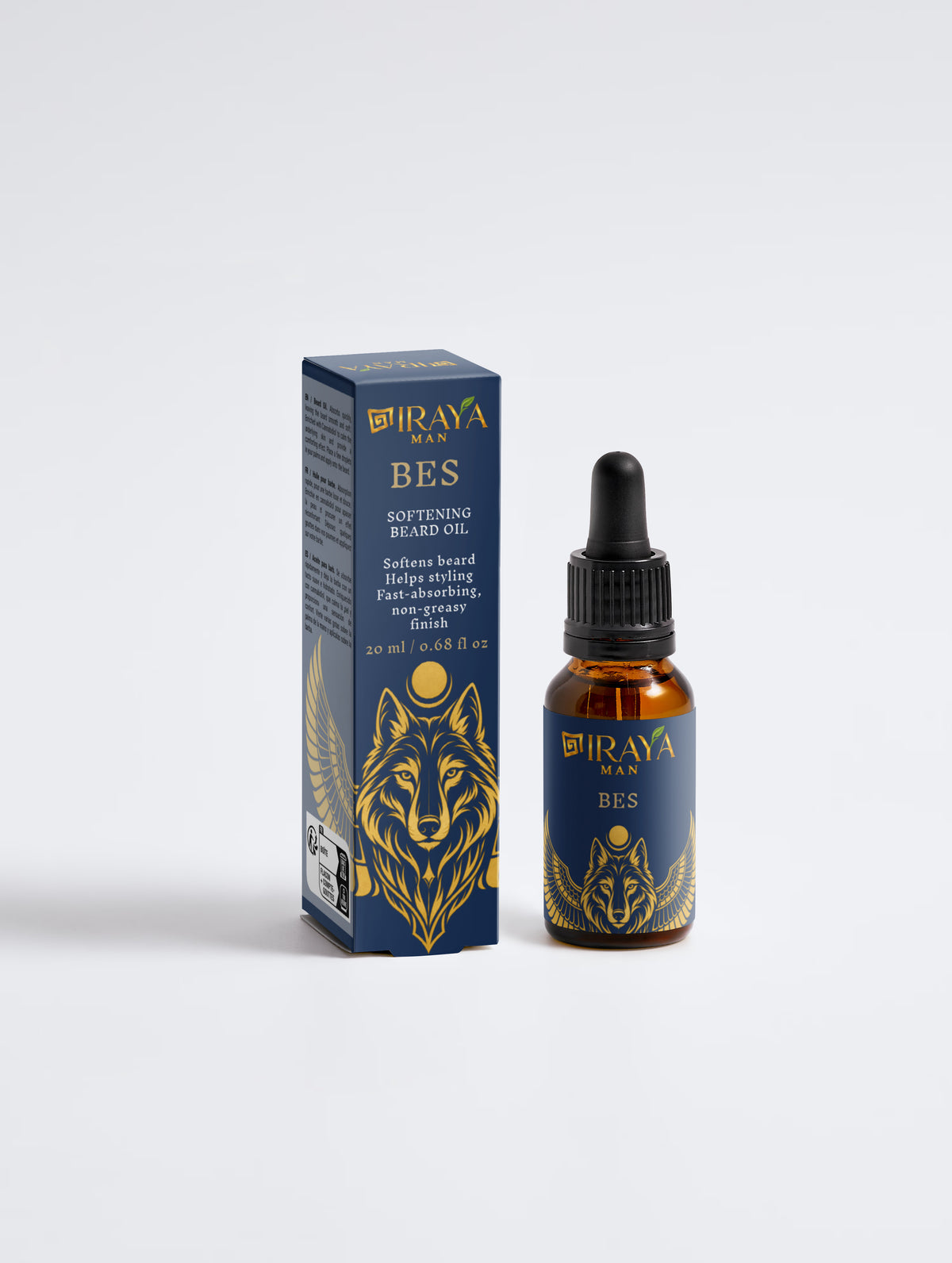Olio Barba Ammorbidente con CBD 1% per Barba Ruvida e Difficile da Gestire, 20 ml BES | IRAYA MAN