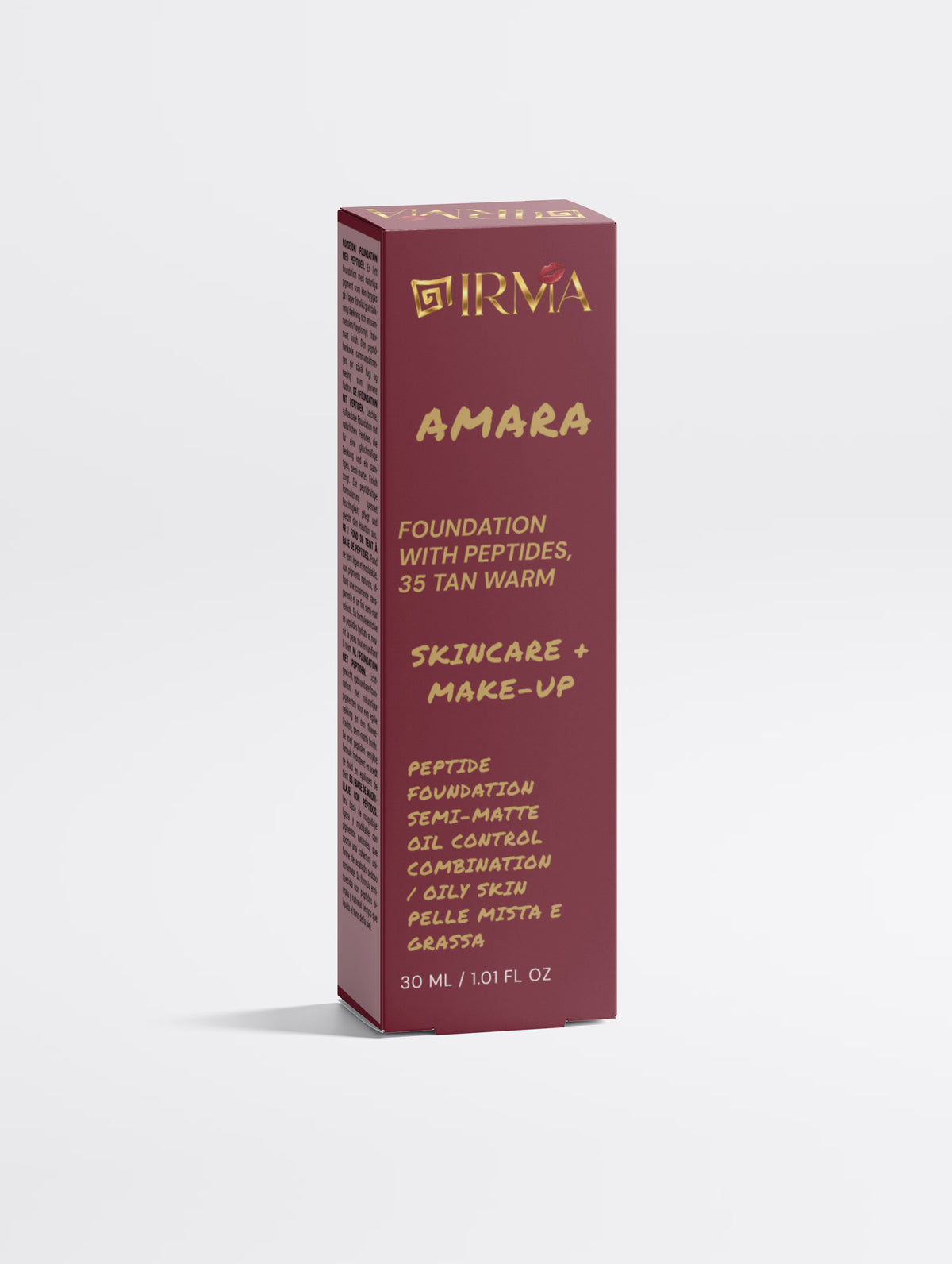 IRMA AMARA 35 — Peptide Semi-Matte Foundation 35 Tan Warm | SKINCARE + MAKE-UP | PELLE MISTA E GRASSA | OIL CONTROL | 30 ml