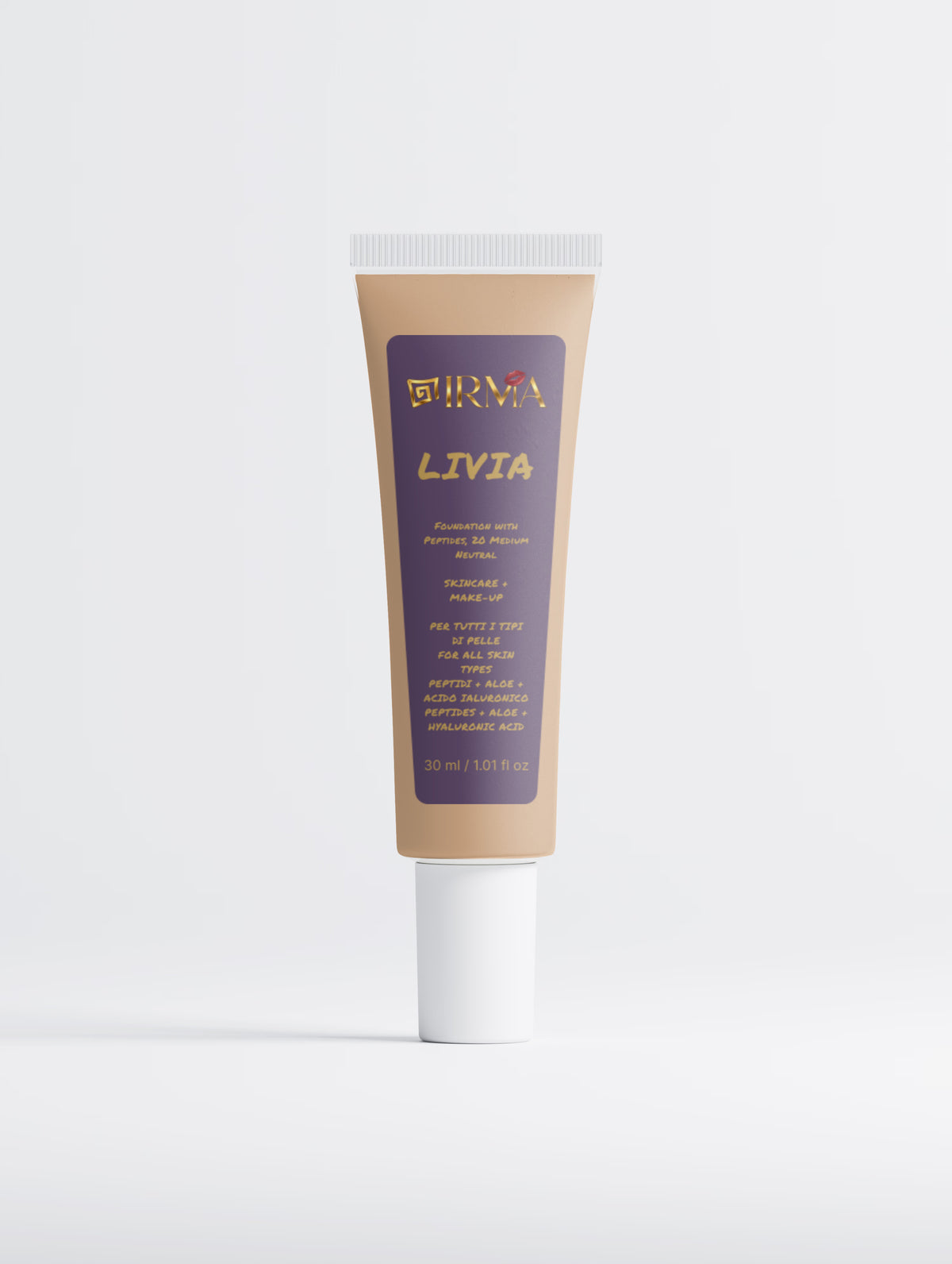 IRMA LIVIA 20 — Fondotinta 20 Medium Neutral | SKINCARE + MAKE-UP | Tutti i Tipi di Pelle | 30 ml