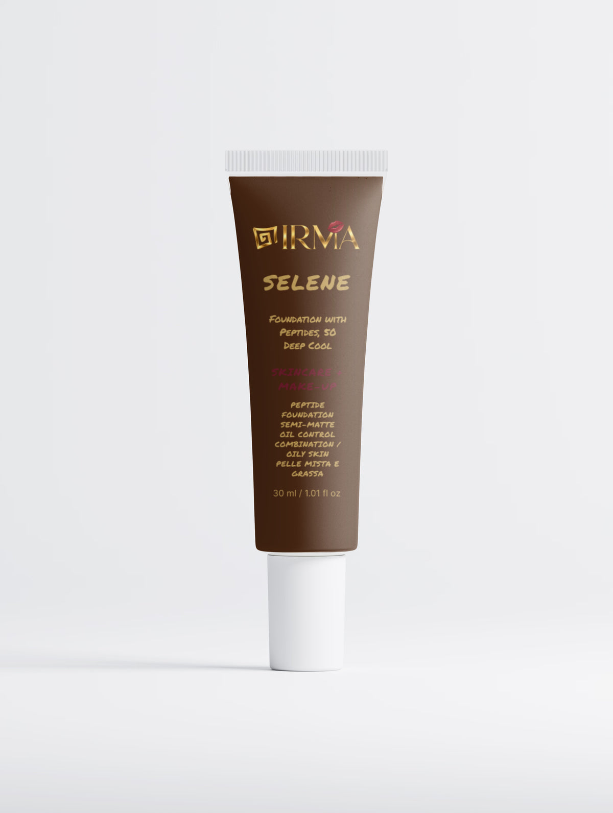 IRMA SELENE 50 — Peptide Semi-Matte Foundation 50 Deep Cool | SKINCARE + MAKE-UP | PELLE MISTA E GRASSA | OIL CONTROL | 30 ml