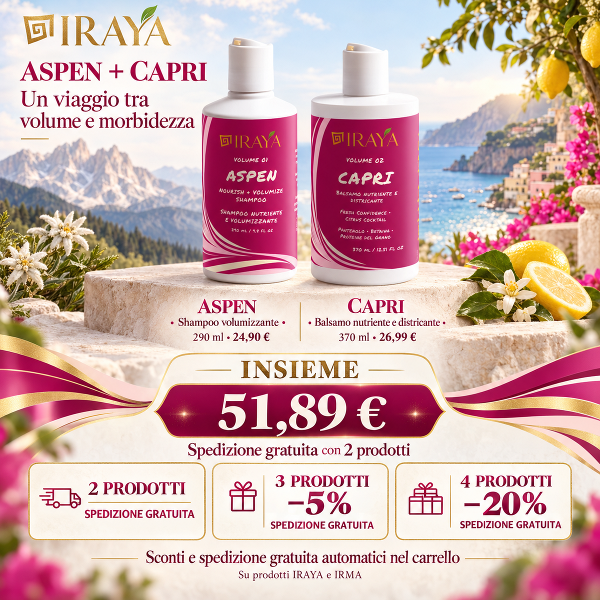 Shampoo volumizzante per capelli fini 290 ml — ASPEN | IRAYA VOLUME