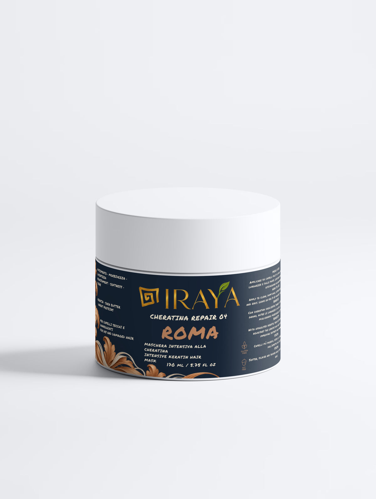 Maschera intensiva alla cheratina per capelli secchi e danneggiati 170 ml — ROMA | IRAYA Cheratina Repair