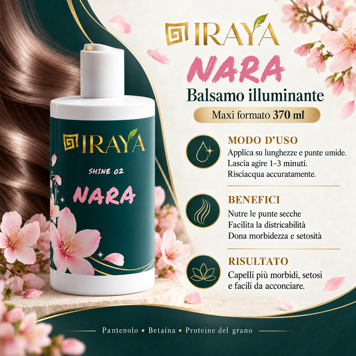 Balsamo illuminante e districante per capelli spenti 370 ml — NARA | IRAYA SHINE