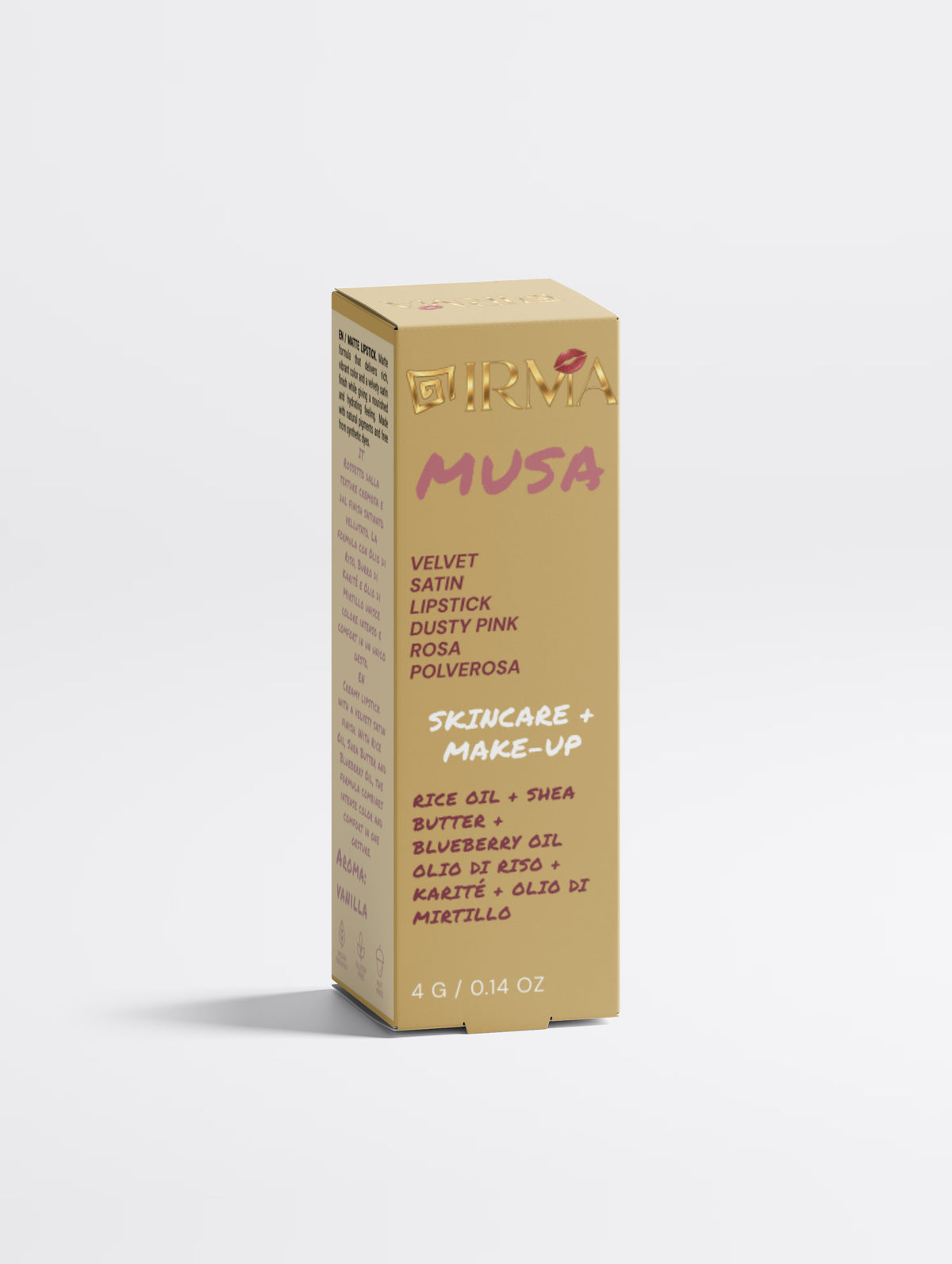 IRMA MUSA — Rossetto Satinato / Velvet Satin Lipstick | Rosa Polverosa – Dusty Pink | 4 g