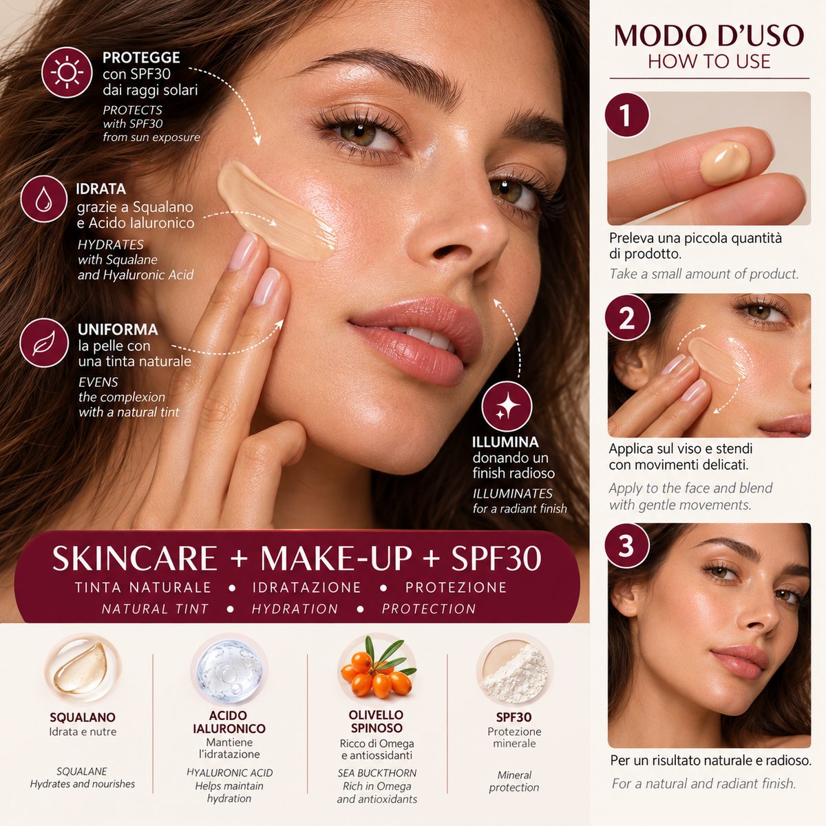 IRMA ALBA — BB Cream SPF30 con Tinta Naturale | SKINCARE + MAKE-UP | 30 ml
