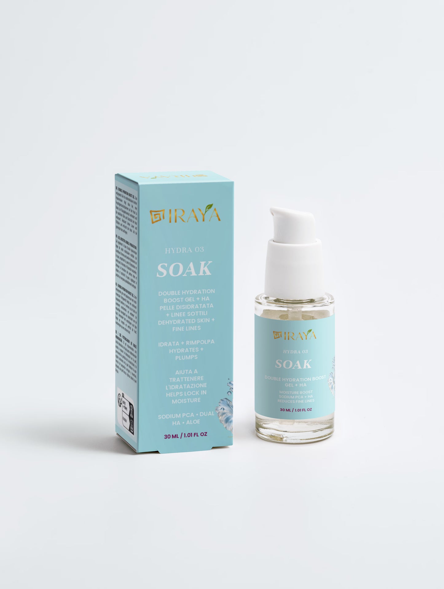 Double Hydration Boost Gel + HA Gel Viso Idratante Intensivo • 30 ml SOAK — HYDRA 03