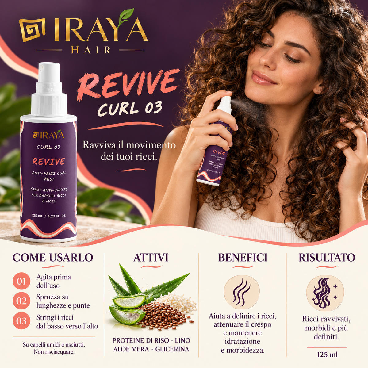 REVIVE — CURL 03 Spray anti-crespo per capelli mossi e ricci • 125 ml