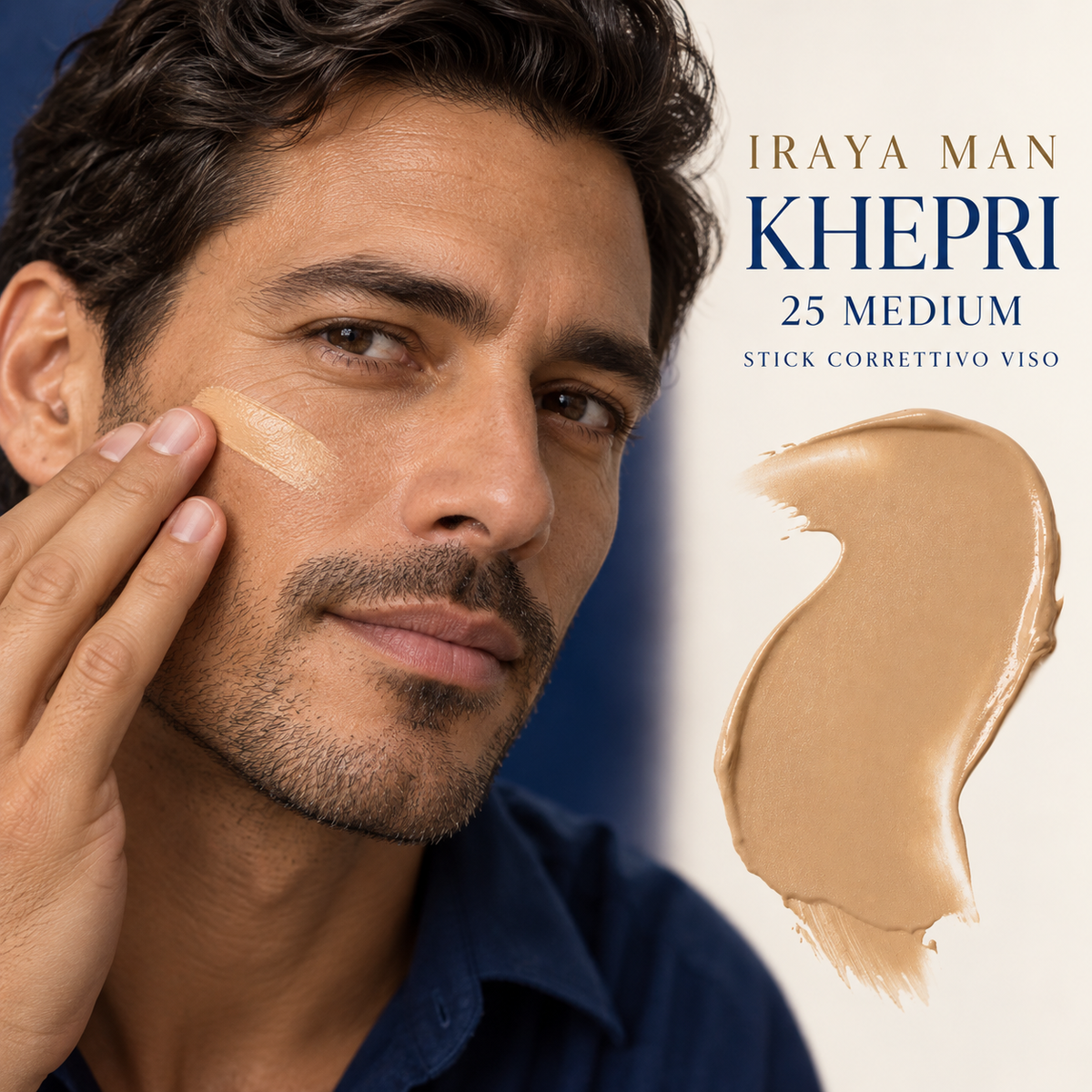 Stick Correttore Viso Uomo SPF30 per Imperfezioni, Rossori e Macchie, 25 Medium, 12 g KHEPRI | IRAYA MAN