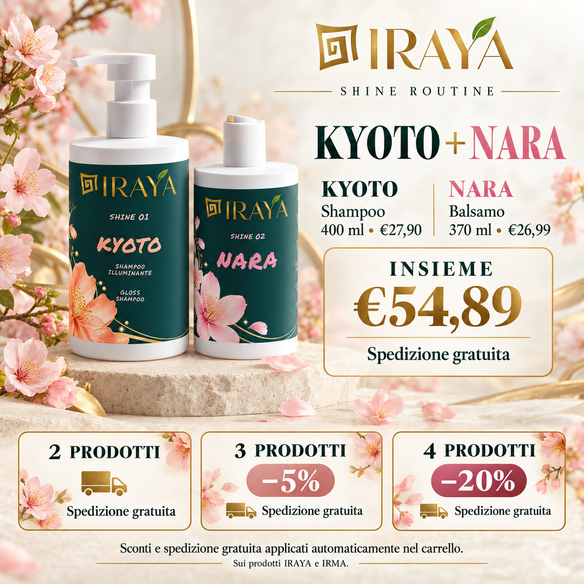 Shampoo illuminante per capelli spenti 400 ml — KYOTO | IRAYA SHINE Lucentezza e morbidezza • Betaina e Proteine del Grano • Maxi formato 400ml