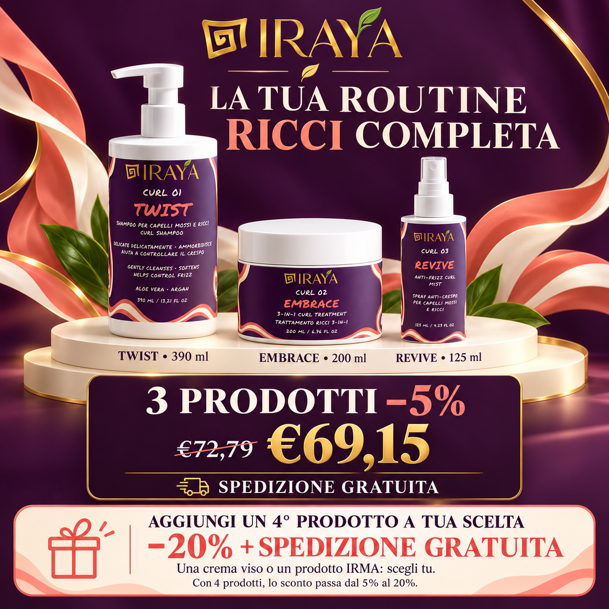 EMBRACE — CURL 02 Trattamento 3-in-1 per capelli mossi e ricci • 200 ml