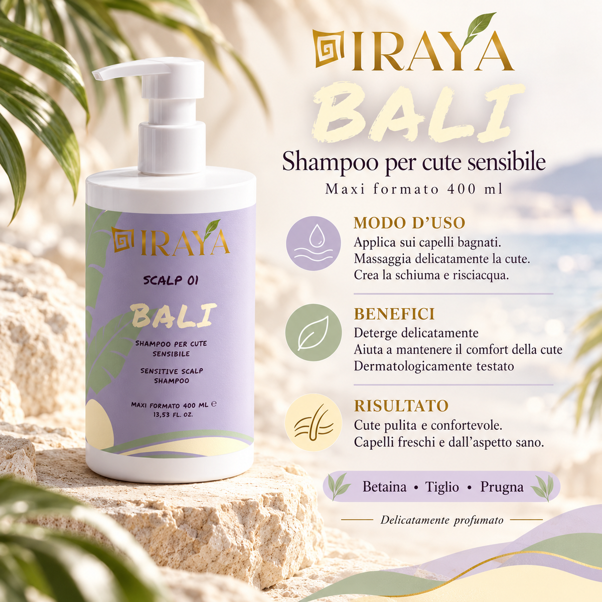 Shampoo delicato per cuoio capelluto sensibile 400 ml — BALI | IRAYA SCALP