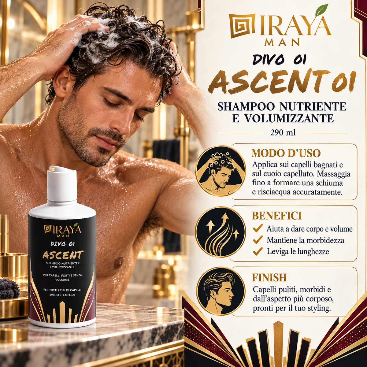 ASCENT  — Shampoo Uomo per Capelli Fini e Piatti | IRAYA MAN