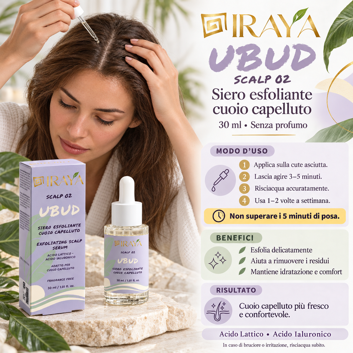 Siero esfoliante per cuoio capelluto senza profumo 30 ml — UBUD | IRAYA SCALP