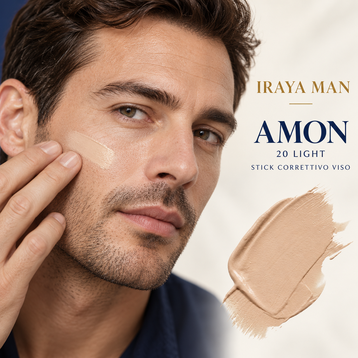 Stick Correttore Viso Uomo SPF30 per Imperfezioni, Rossori e Macchie, 20 Light, 12 g AMON | IRAYA MAN
