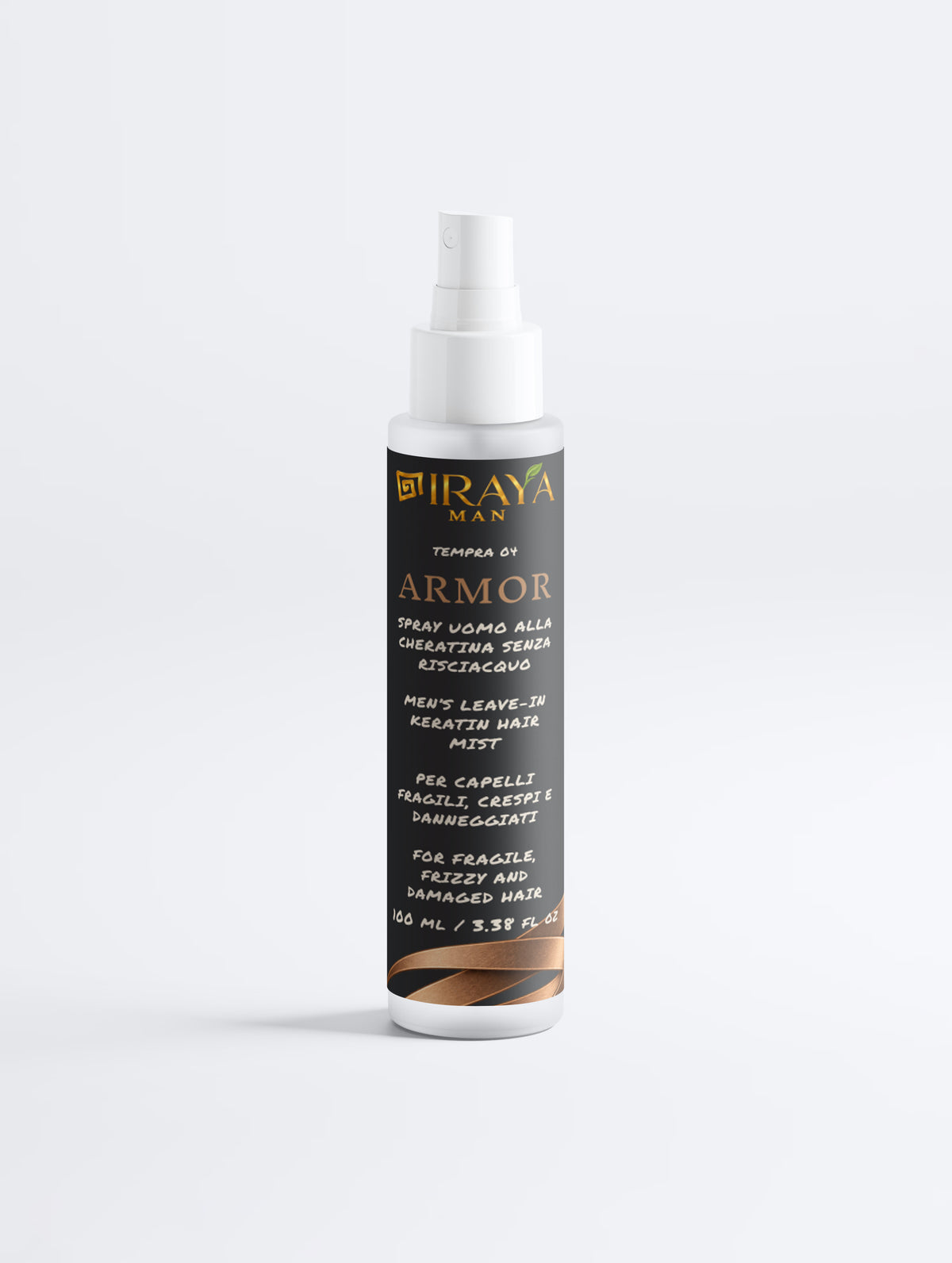 Spray Uomo alla Cheratina Senza Risciacquo per Capelli Fragili e Crespi, 100 ml ARMOR | IRAYA MAN