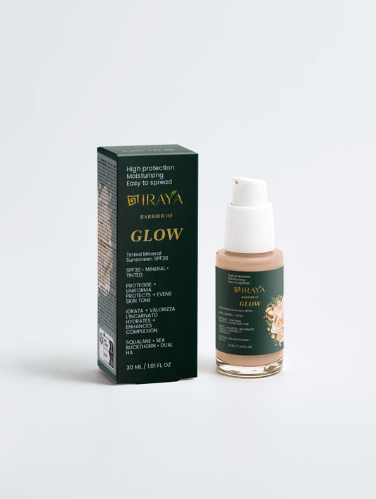 Tinted Mineral Sunscreen SPF30  Protezione Solare Minerale con Tinta • 30 ml GLOW — BARRIER 05
