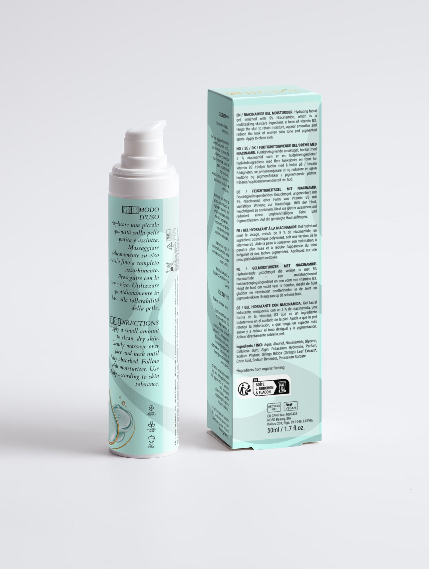 Niacinamide Gel Moisturiser/5% Niacinamide Gel  Pelle Mista • Grassa • Tono Non Uniforme Combination • Oily • Uneven Skin 50ml