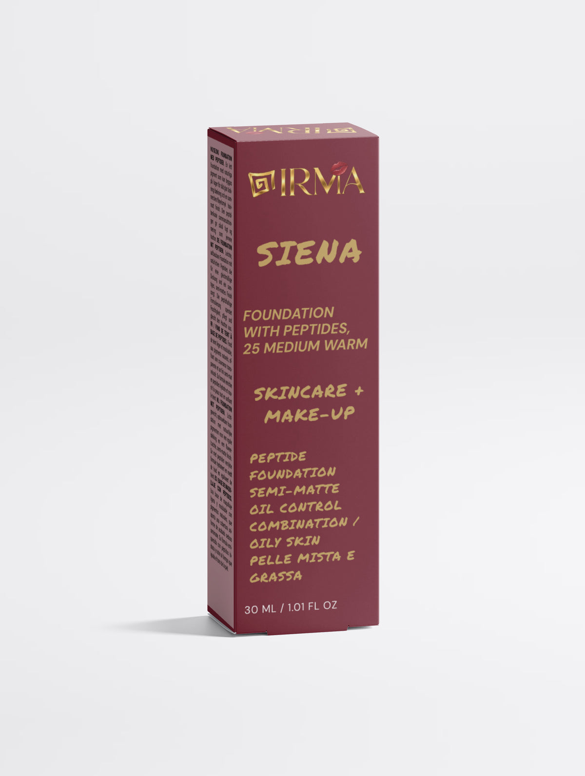 IRMA SIENA 25 — Peptide Semi-Matte Foundation 25 Medium Warm | SKINCARE + MAKE-UP | PELLE MISTA E GRASSA | OIL CONTROL | 30 ml