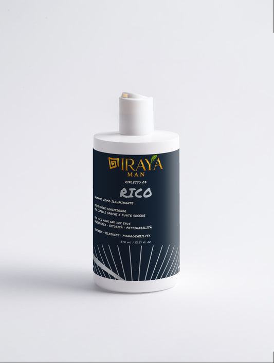 Balsamo Uomo Illuminante per Capelli Opachi e Punte Secche, Maxi Formato 370 ml RICO | IRAYA MAN