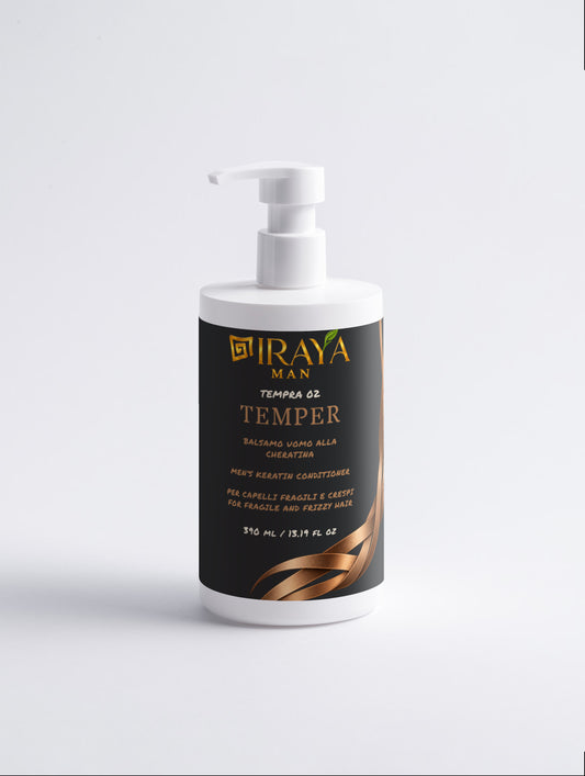 Balsamo Uomo alla Cheratina per Capelli Fragili e Crespi, Maxi Formato 390 ml  TEMPER | IRAYA MAN
