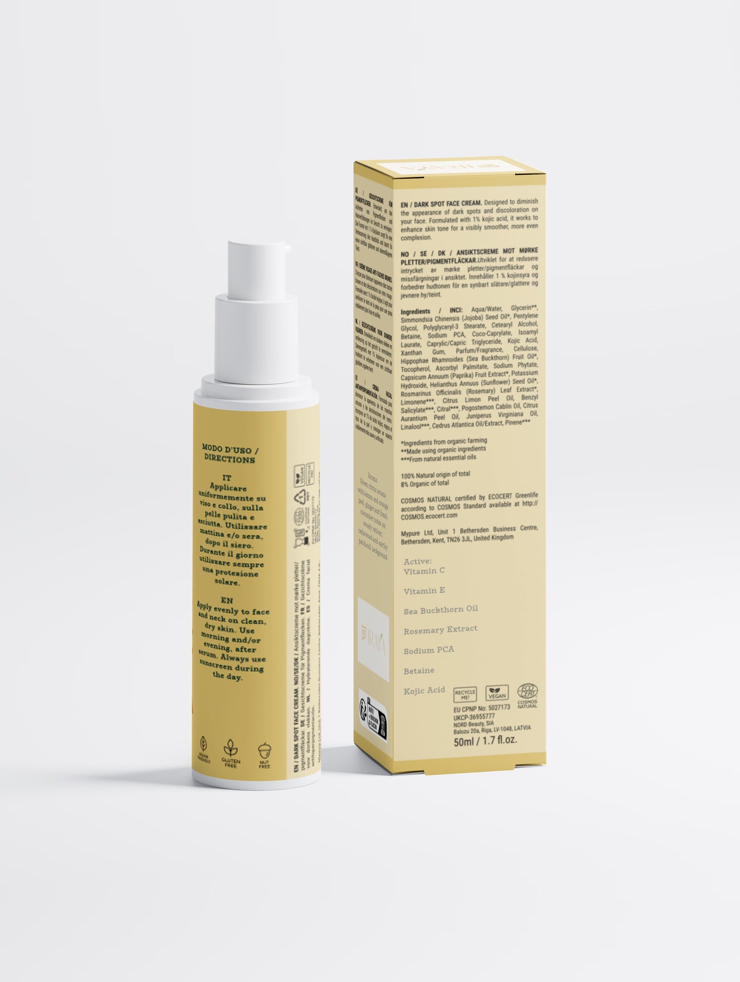 Dark Spot Face Cream with Kojic Acid Crema Viso per Macchie Scure con Acido Kojico • 50 ml AURA — BRIGHT 04