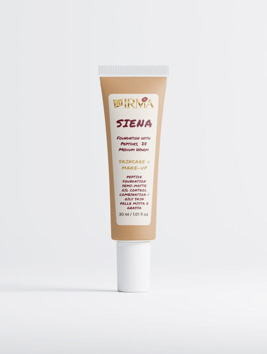 IRMA SIENA 25 — Peptide Semi-Matte Foundation 25 Medium Warm | SKINCARE + MAKE-UP | PELLE MISTA E GRASSA | OIL CONTROL | 30 ml