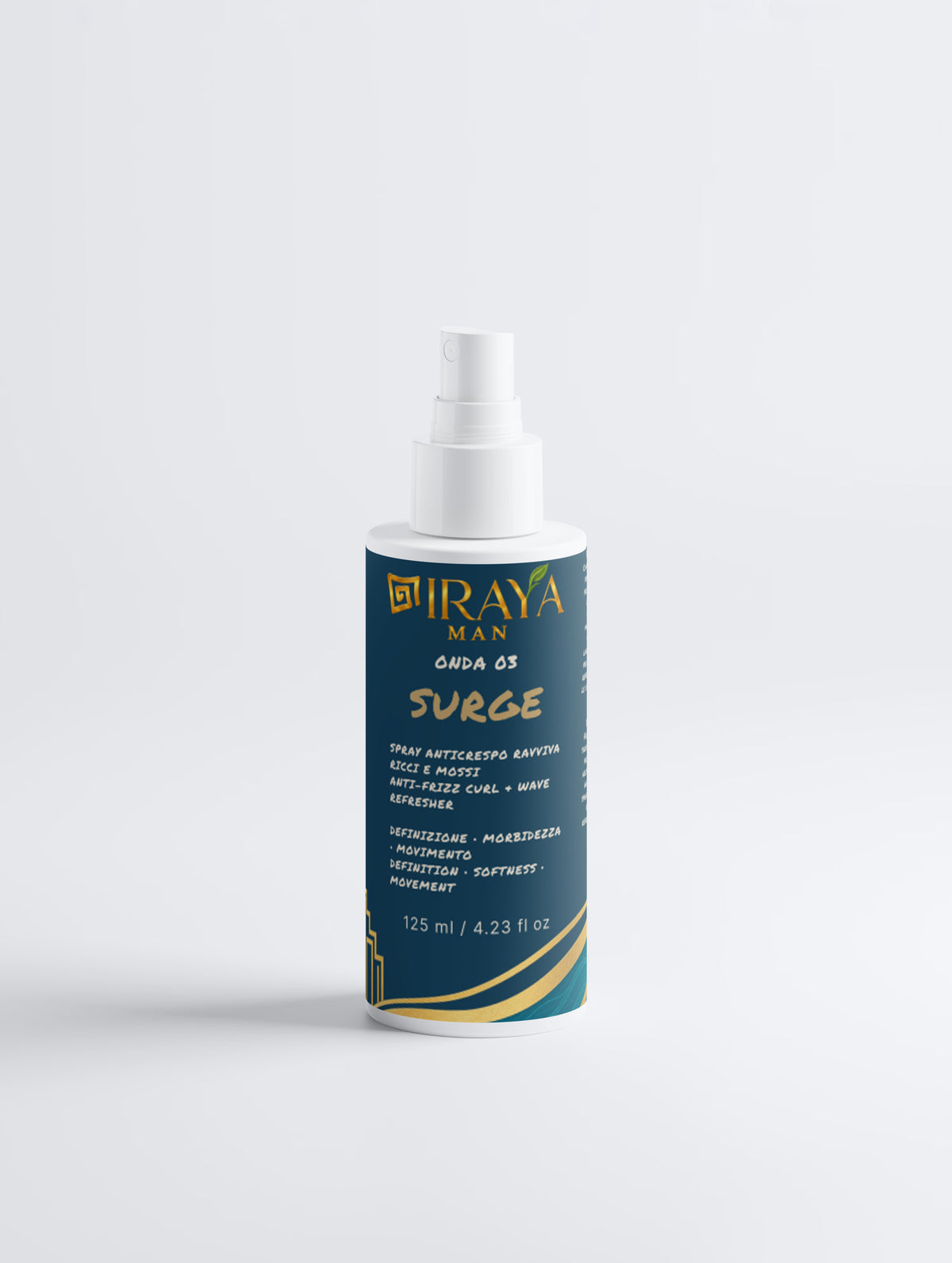Spray Ravviva Ricci Uomo Anticrespo per Capelli Ricci e Mossi 125 ml – SURGE | IRAYA MAN