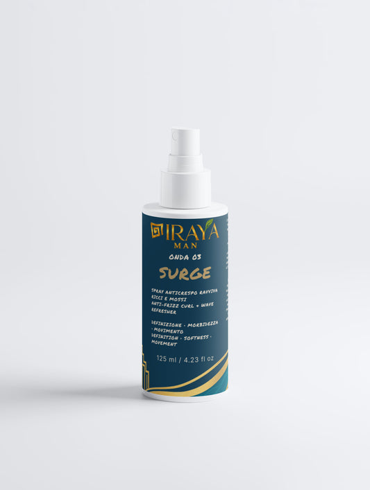 Spray Ravviva Ricci Uomo Anticrespo per Capelli Ricci e Mossi 125 ml – SURGE | IRAYA MAN