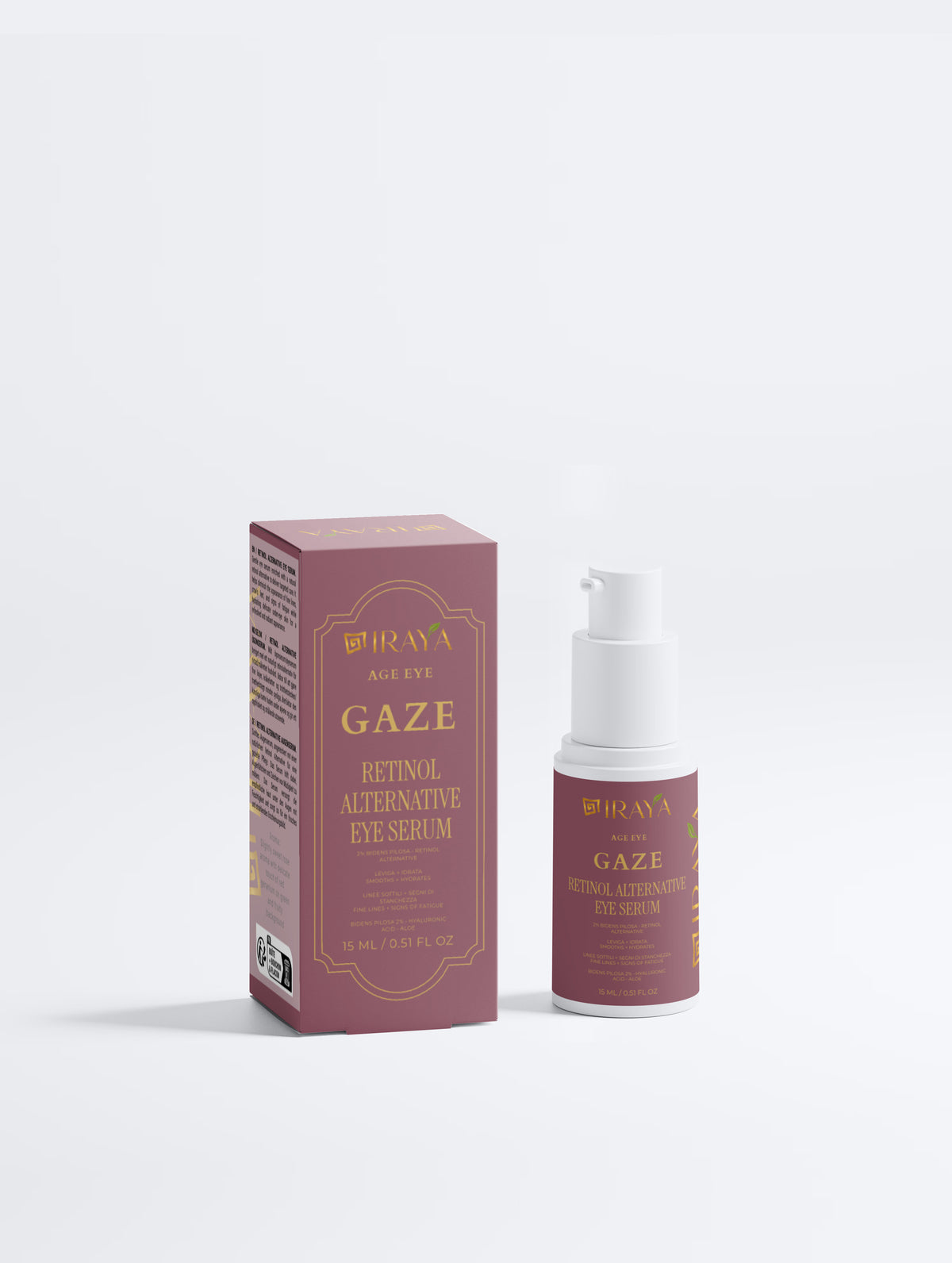 Retinol Alternative Eye Serum Siero Contorno Occhi Alternativo al Retinolo • 15 ml / 0.51 fl oz 2% Bidens Pilosa • Acido Ialuronico • Aloe  GAZE — AGE EYE