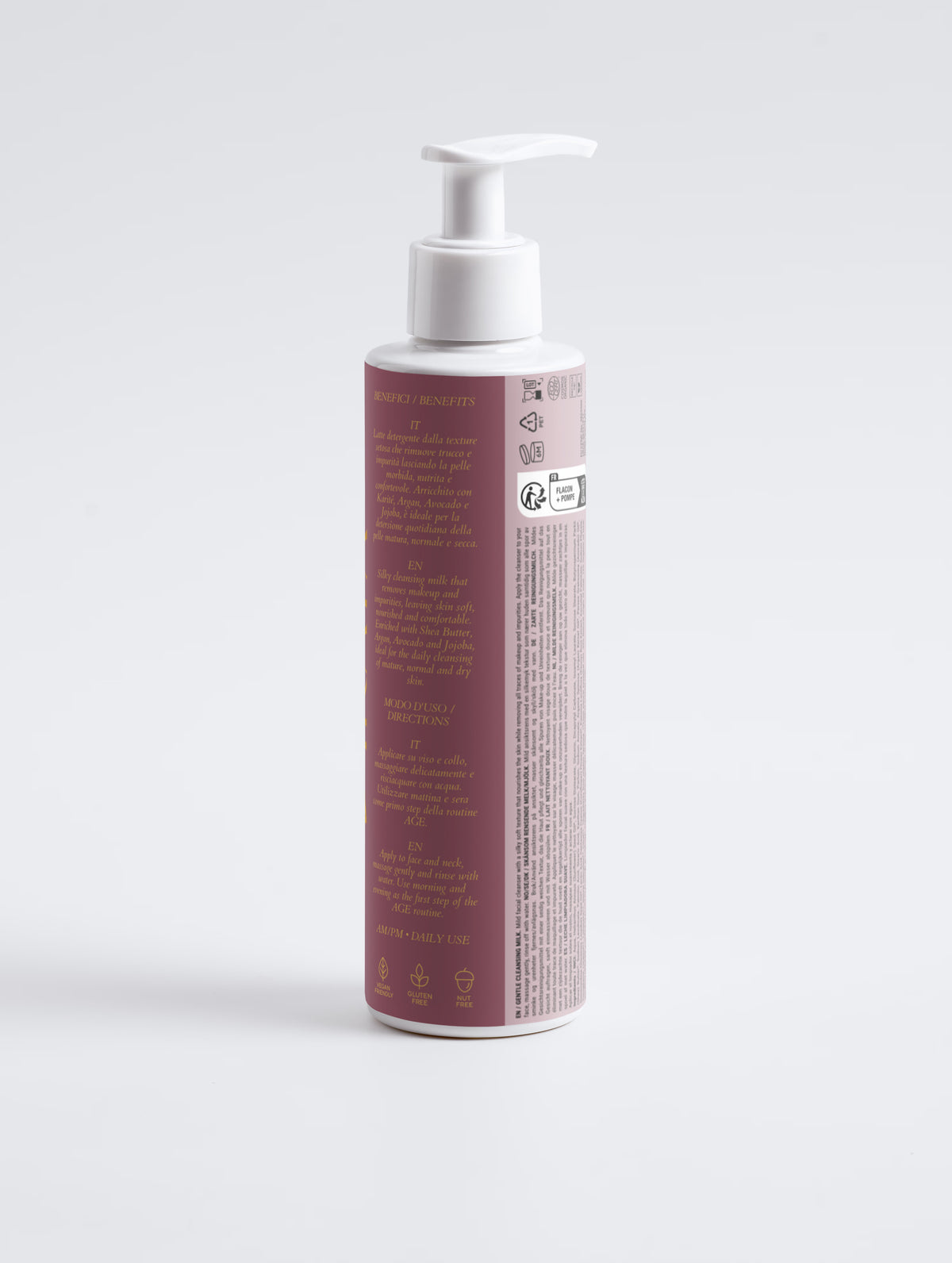 Gentle Cleansing Milk Latte Detergente Setoso • 190 ml / 6.42 fl oz Pelle matura • normale • secca  TIMELESS — AGE 01