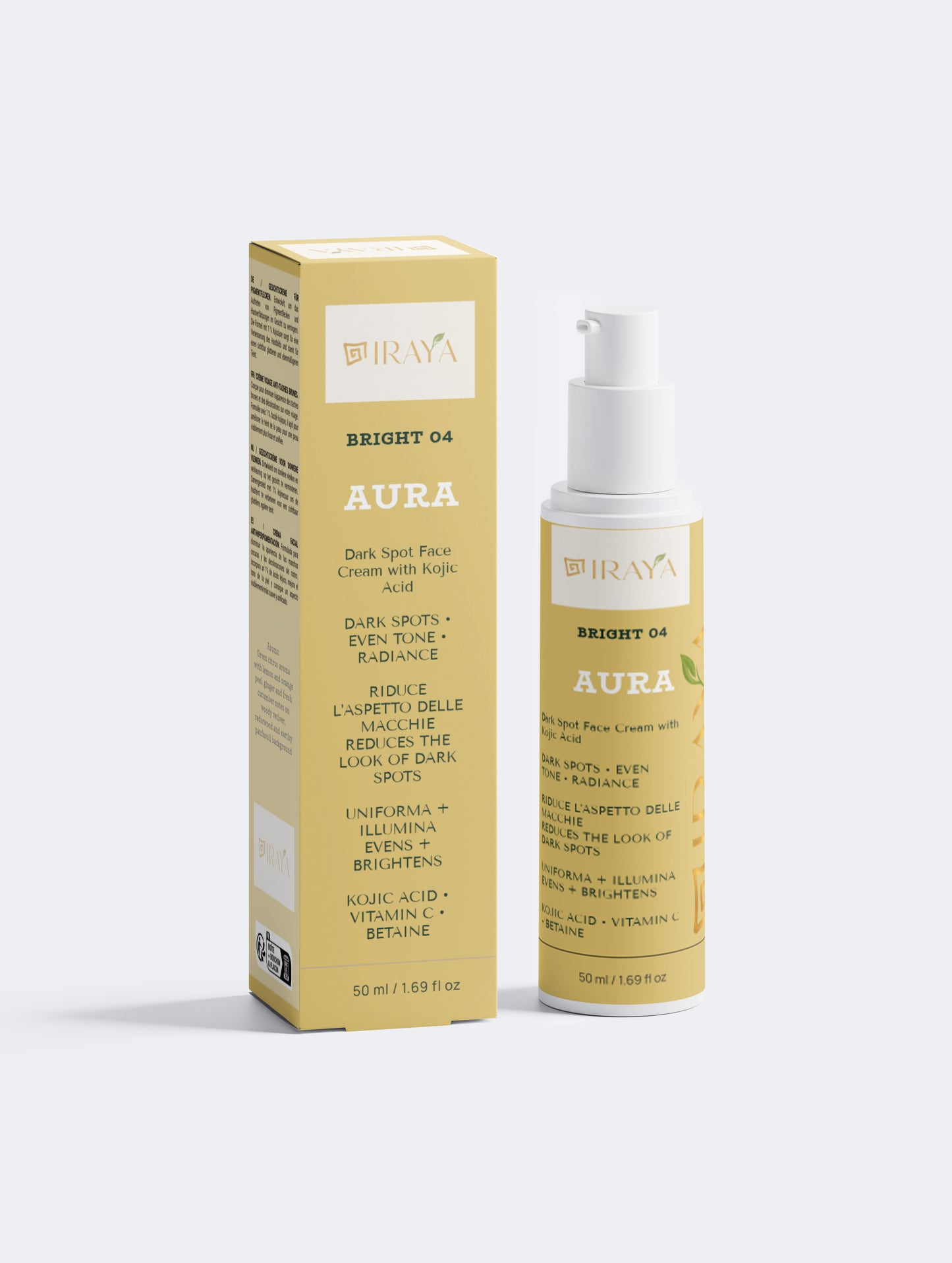 Dark Spot Face Cream with Kojic Acid Crema Viso per Macchie Scure con Acido Kojico • 50 ml AURA — BRIGHT 04